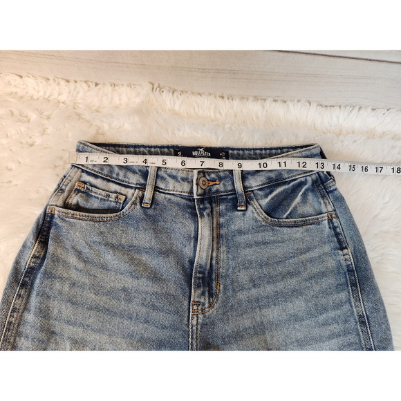 Hollister Womens Blue Stretch High Rise Distressed Vintage Ankle Mom Jeans Sz 27 - Picture 5 of 7